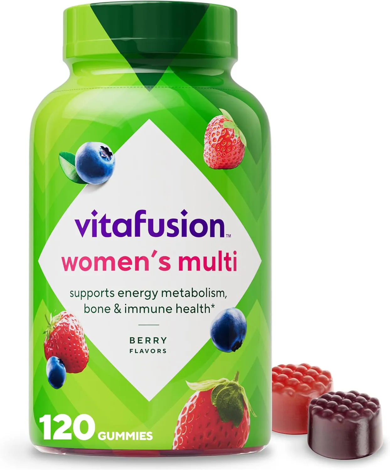 Vitafusion women’s gummy vitamins bottle, 120 count, daily multivitamin supplement