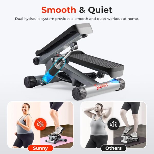 Sunny Mini Stepper with optional resistance bands for full-body strength and cardio training.