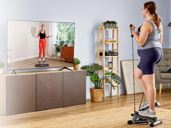 Front view of Sunny Health & Fitness Mini Stepper for full-body home cardio workouts.