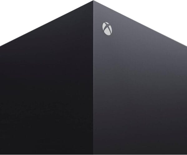 Front view of Microsoft Xbox Series X, showcasing sleek design and powerful gaming performance.