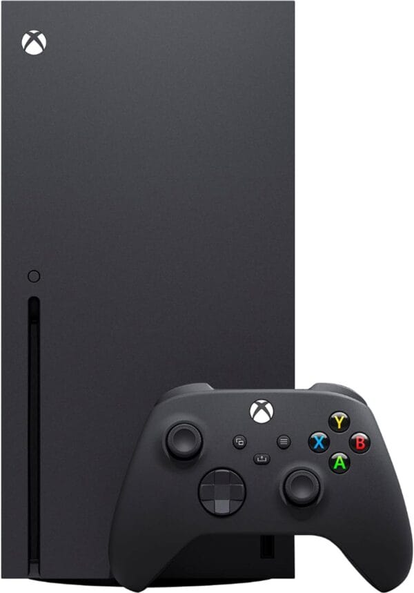 Angled view of Xbox Series X wireless controller, designed for precision gaming and ergonomic comfort.