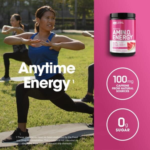 Energy-boosting pre-workout with BCAA, amino acids, and green tea to enhance focus and performance.
