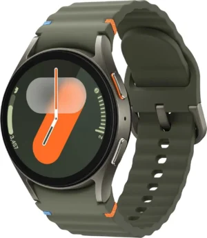 SAMSUNG Galaxy Watch 7 40mm in green with AI wellness tips, heart rate tracking, sleep and fitness monitor features.