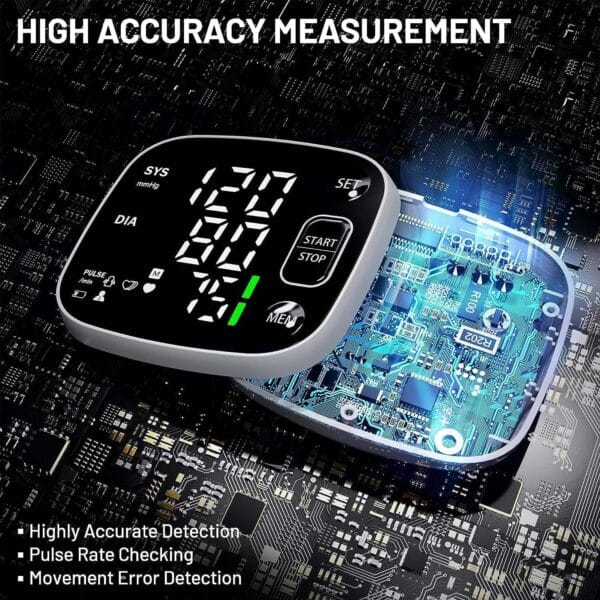 Portable blood pressure monitor with included carrying case for travel