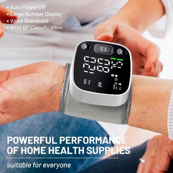 Bright LED backlit display of Oklar digital blood pressure monitor