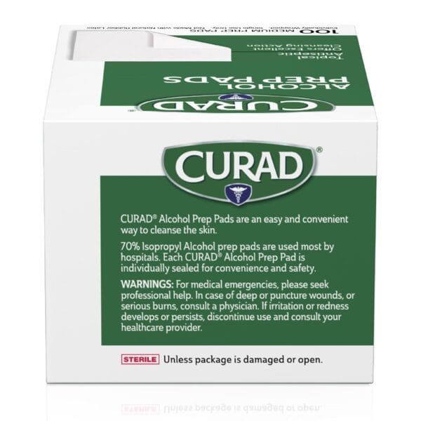 CURAD Alcohol Cleaning Swabs in four-pack configuration for bulk purchase