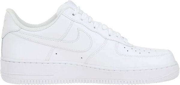 Overhead angle of Nike Air Force 1 Men’s basketball shoes with lace and tongue design