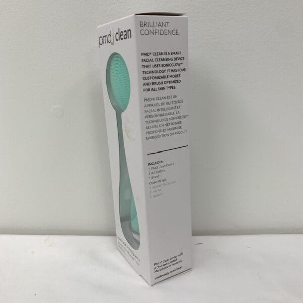 PMD Clean Smart Facial Cleansing Brush in teal – front view of waterproof beauty device