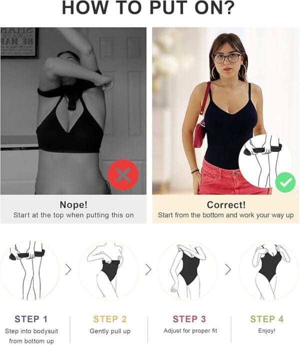 Rear view of SHAPERX women’s seamless shapewear bodysuit with full-back coverage