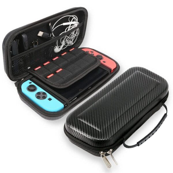 Layout view of Nintendo Switch case showing slot positions for accessories