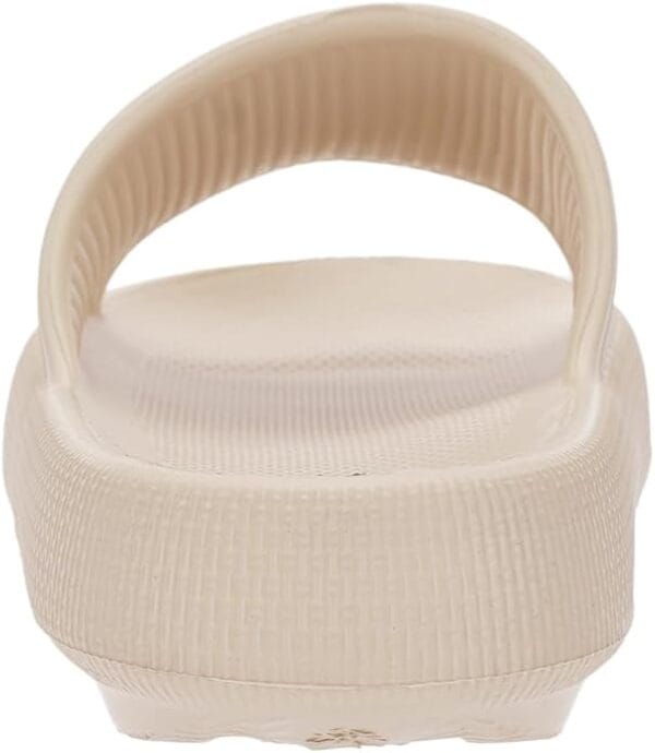 Rear view of unisex BRONAX pillow slides showing contoured heel and thick sole