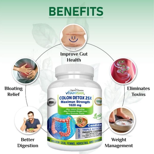 Angled view of body detox cleanse pills that reduce waste and support weight control