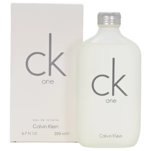 CK ONE by Calvin Klein Eau de Toilette 6.7 oz / 6.8 oz bottle, unisex fragrance, minimalist design, fresh clean scent