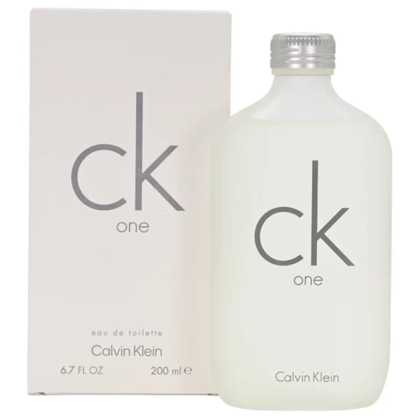 CK ONE by Calvin Klein Eau de Toilette 6.7 oz / 6.8 oz bottle, unisex fragrance, minimalist design, fresh clean scent