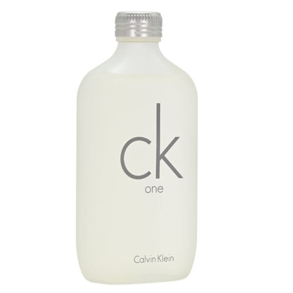 Front view of CK ONE by Calvin Klein EDT unisex perfume 6.7 oz bottle and packaging