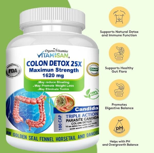 Image featuring top colon cleanse detox benefits like waste removal and fat reduction