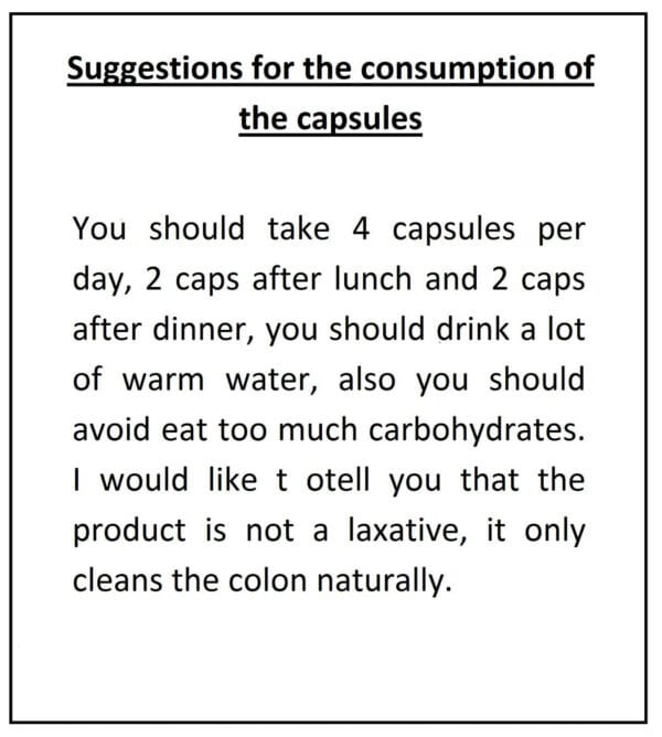 Label close-up for detox body cleanser with ingredient and usage details