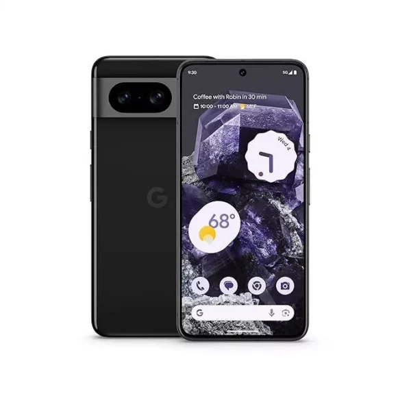 Close-up of Google Pixel 8 Pro’s camera housing and polished back finish – good quality