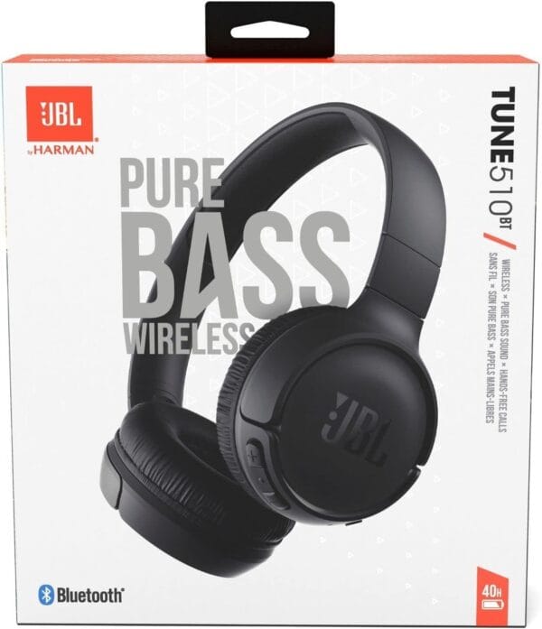 JBL Tune 510BT headset featuring built-in microphone, designed for phone calls and music playback