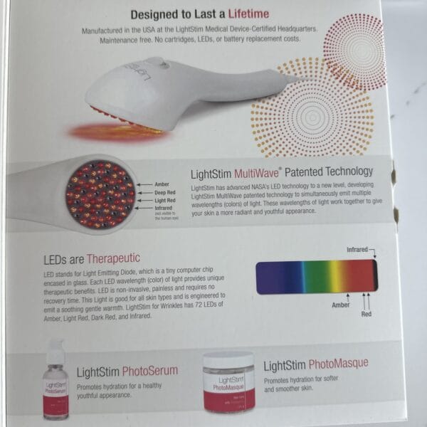 Front view of LightStim for Wrinkles LED light therapy device for anti-aging, fine lines, and skincare.