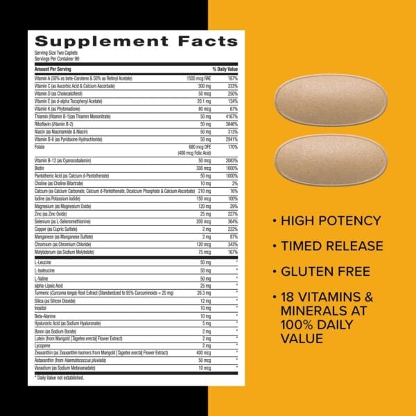 Mega Men Sport image highlighting benefits like energy production, B vitamins, and antioxidants