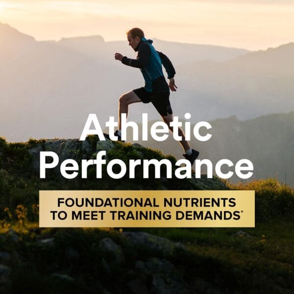Supplement facts panel of Mega Men Sport Multivitamin showing ingredients and dosage info