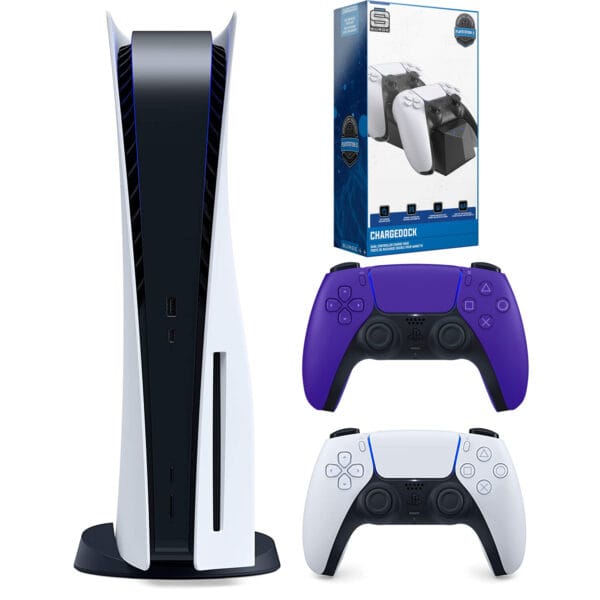 PS5 extra wireless controller front view with console