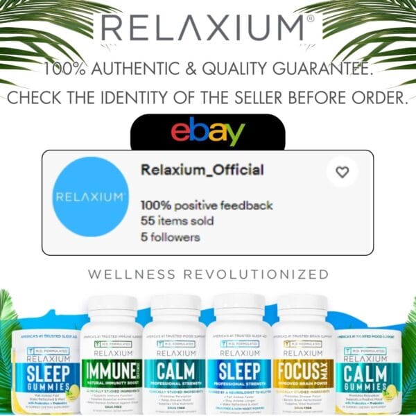 Top view of RELAXIUM SLEEP 60 count bottle showing safety cap and secure packaging.