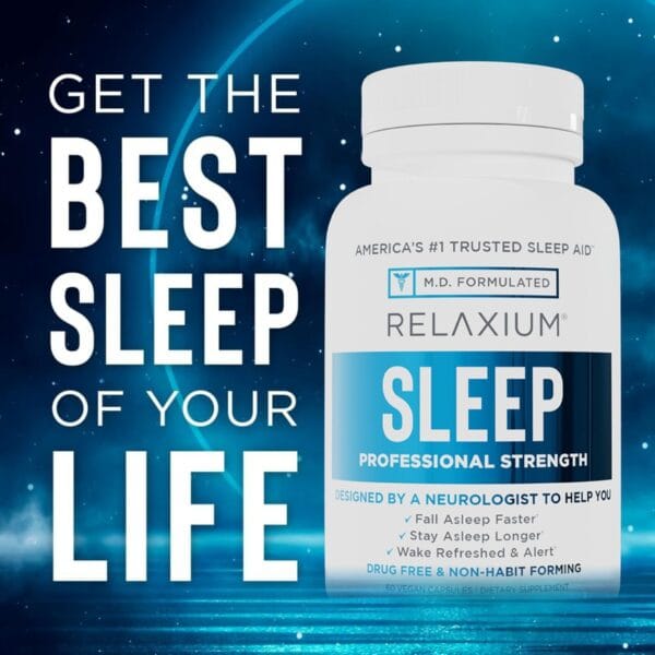 RELAXIUM SLEEP supplement promoting restful sleep with natural, non-habit-forming ingredients.