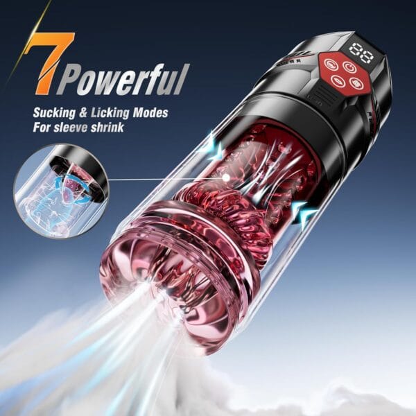 Close-up of male masturbator with rotating, vibrating functions