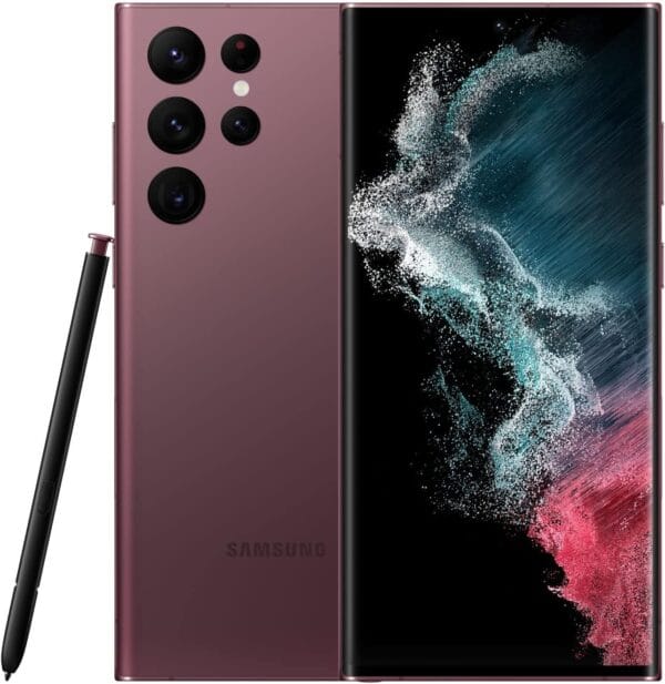 Tag display highlighting unlocked status and model specs of S22 Ultra.