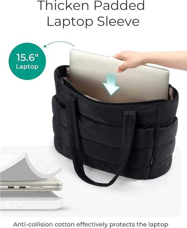 Multiple interior and exterior pockets in BAGSMART travel tote for optimal organization