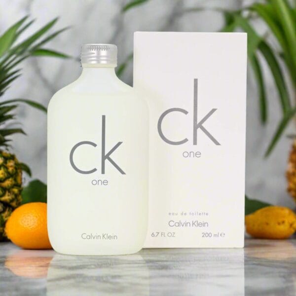 Close-up of spray nozzle on CK ONE Calvin Klein unisex EDT 6.7 oz bottle