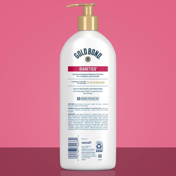 Gold Bond lotion label detail showing Vitamin E and Aloe as key ingredients