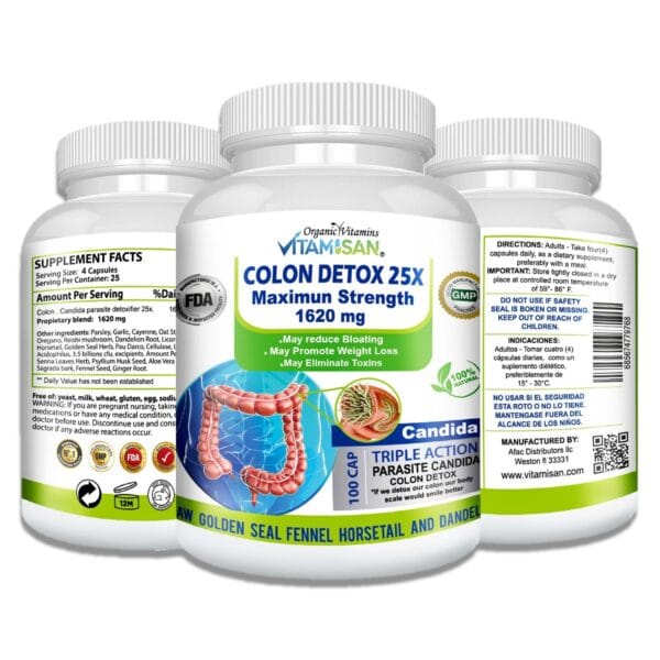 Side-angle image of weight loss detox cleanser pills for waste elimination