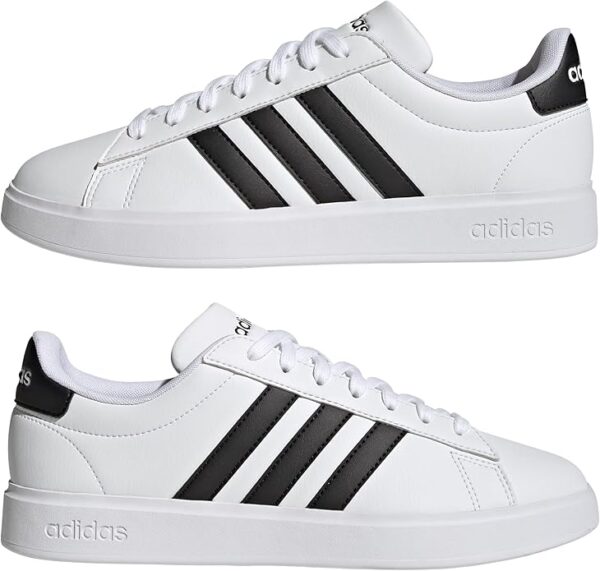 Rear heel detail of adidas Men’s Grand Court 2.0 Tennis Shoe