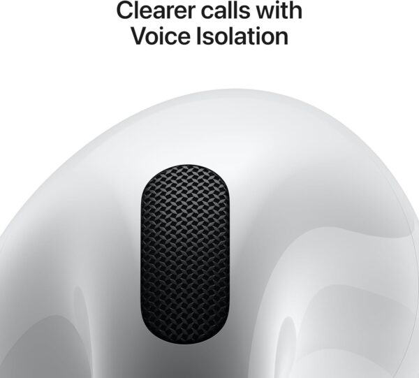 Apple AirPods 4 display showing up to 30 hours battery life with charging case