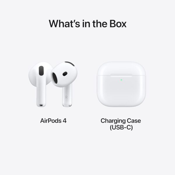 Apple AirPods 4 ergonomic in-ear design shown for snug, active fit comfort
