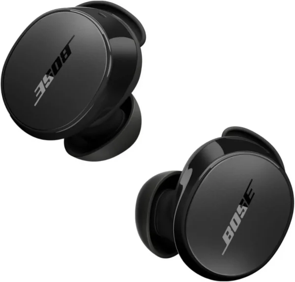 Bose wireless earbuds seated inside their charging case showing LED indicators and compact design