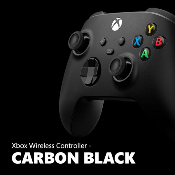 Top-down view of Xbox Wireless Controller 2025 – Carbon Black design, buttons, and layout