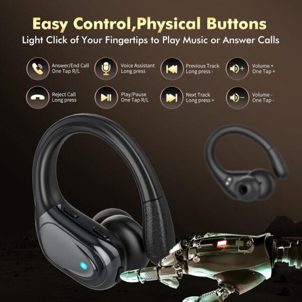 Close-up showing noise-canceling mic of wireless earbuds for clear sound and immersive audio.
