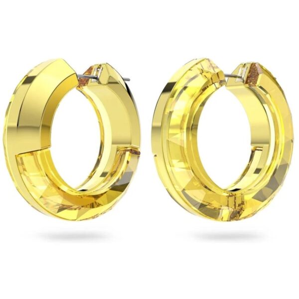 Elegant Swarovski Lucent hoop earrings in gold aluminum, shown from the side