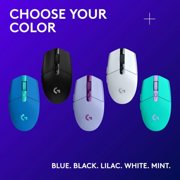 Side shot of Logitech G305 showing programmable buttons and ultra-fast HERO sensor