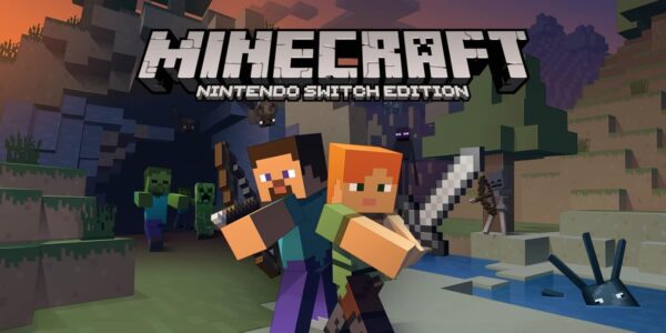 Front view of Minecraft Nintendo Switch game case showing branding and cover art clearly.