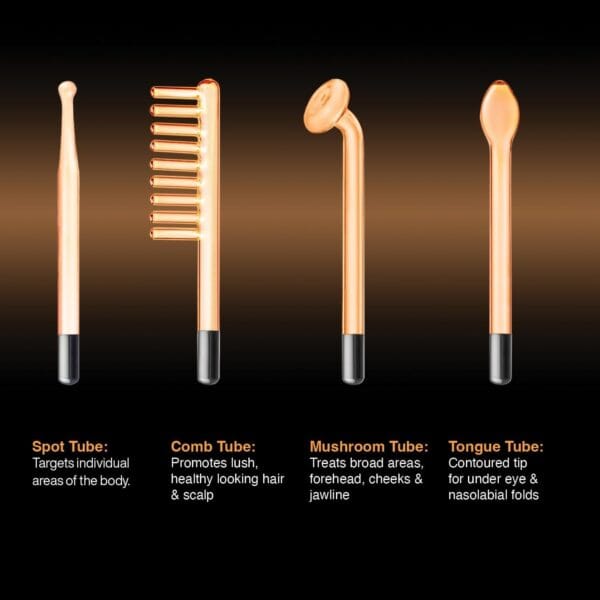 NuDerma skin therapy wand with neon light, shown from the front highlighting anti-aging design