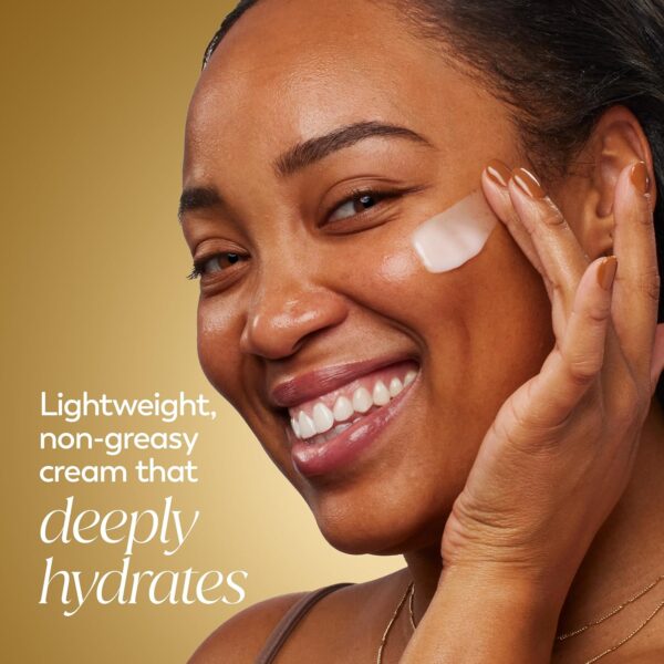 Olay anti-aging cream featuring niacinamide and peptides with lid visible