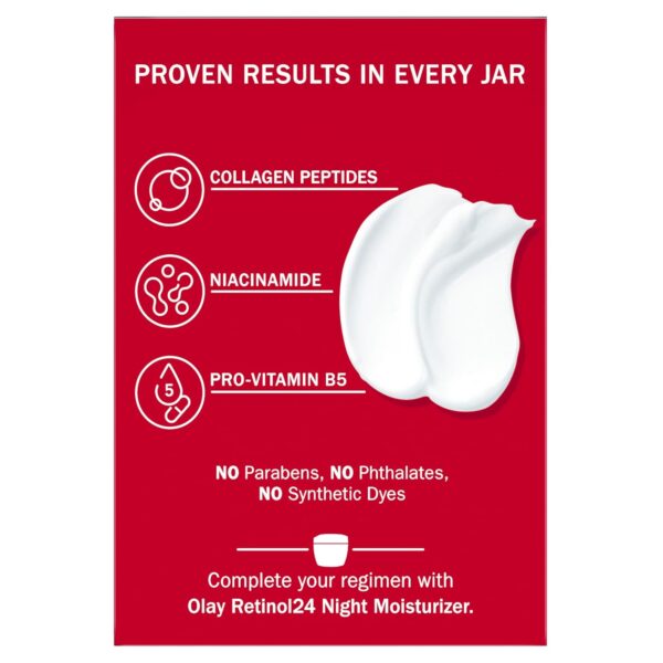 Olay collagen peptide face moisturizer shown from the front to highlight anti-wrinkle benefits