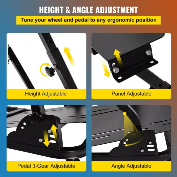 Adjustable wheel stand for Logitech G29, G920, and Thrustmaster racing simulator builds