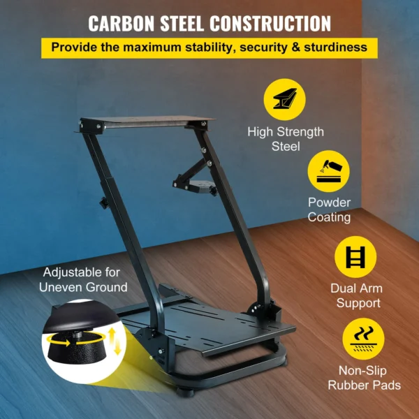 Side angle racing stand for Logitech G29, G920, and Thrustmaster with ergonomic steel design