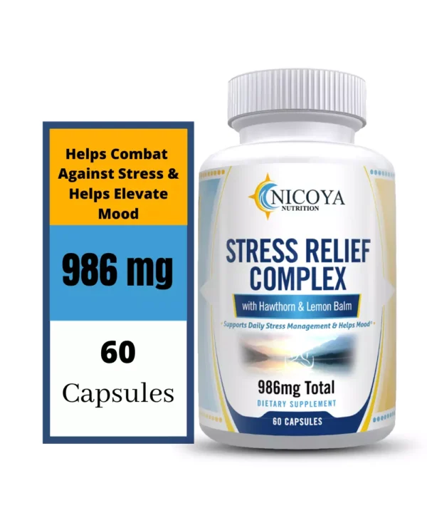 Top angle image of Stress Relief 986mg showing bottle and labeling clearly